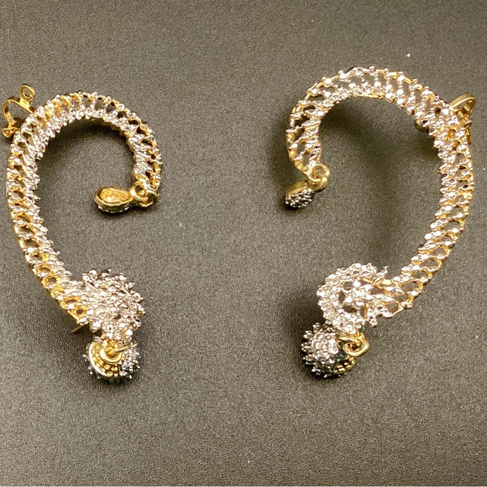 New Pakistani 1% gold plated ear cuff dangle white cubic zirconia earring